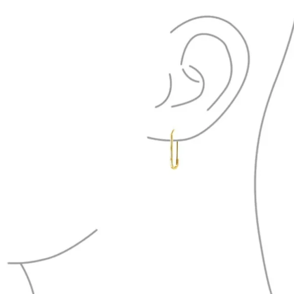 Bling Jewelry 14KGP Sterling Silver Safety Pin Threader Earrings - Picture 3 of 7